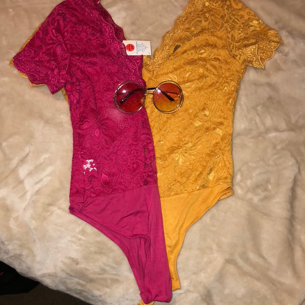 Spandex embroidered pattern bodysuits